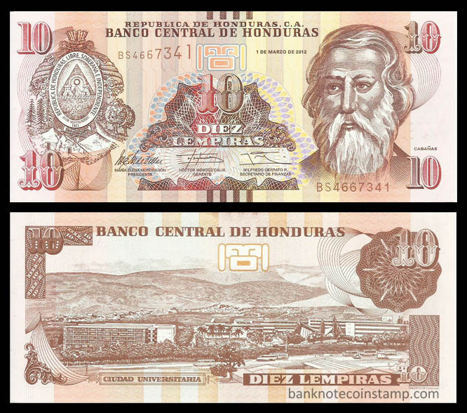Honduras 10 Lempiras Very Fine Banknote