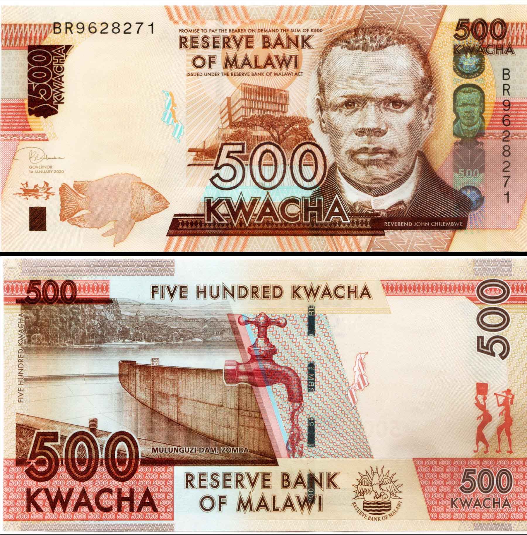 Malawi 500 Kwacha  Very Fine Banknote