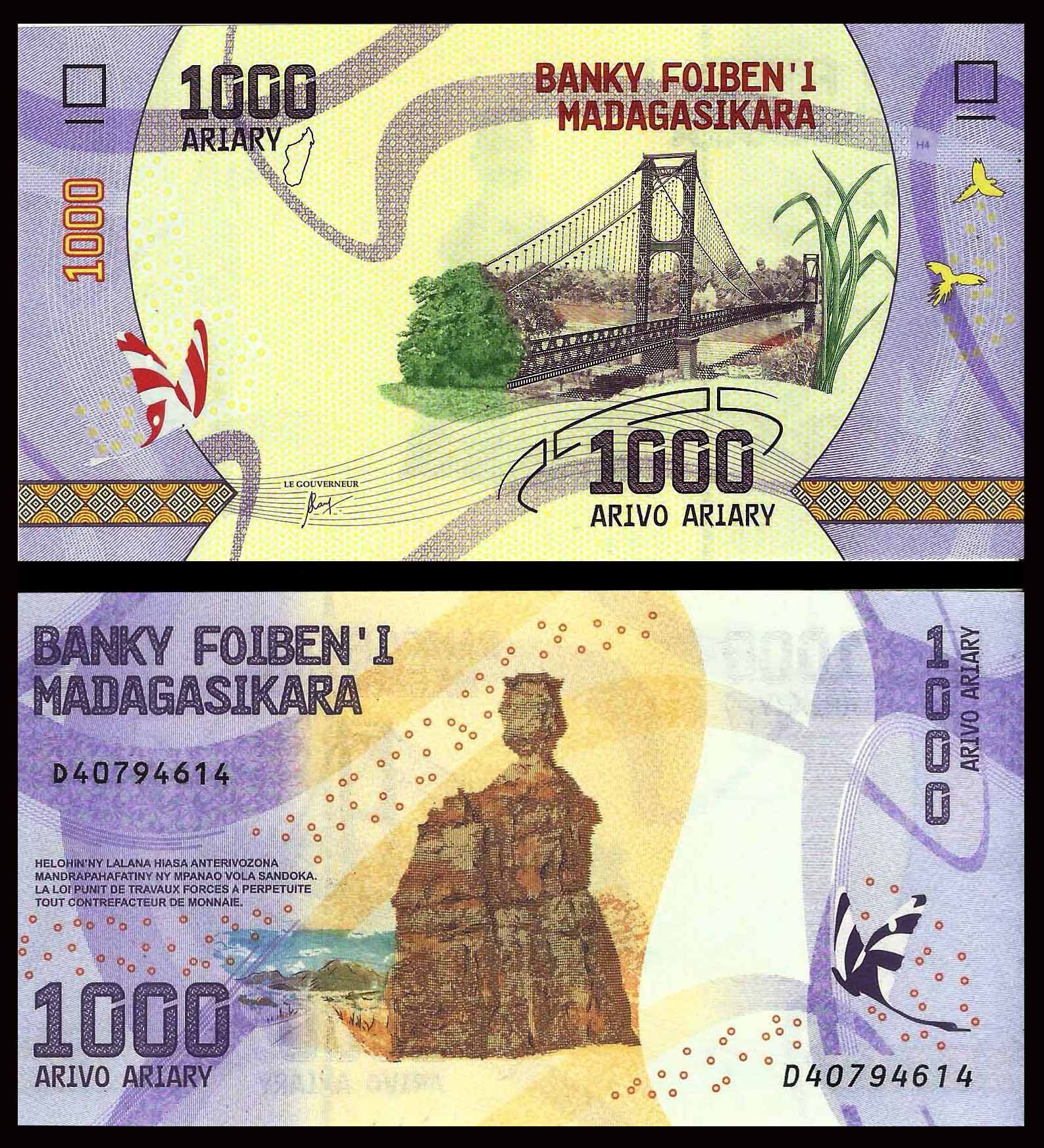 Madagascar 1000 Ariary Very Fine Banknote