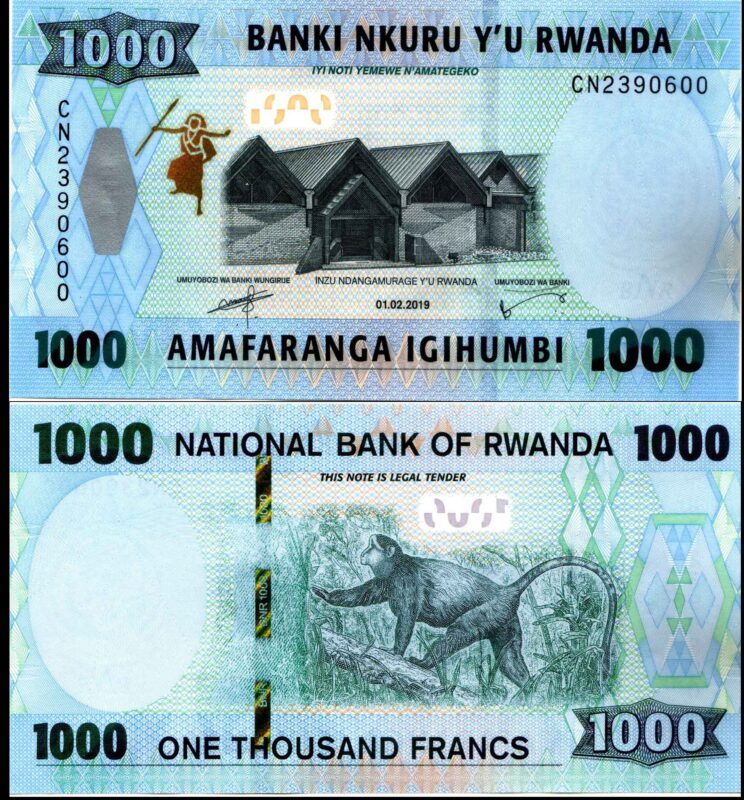 Rwanda 1000 Francs 2019 Very Fine Banknote