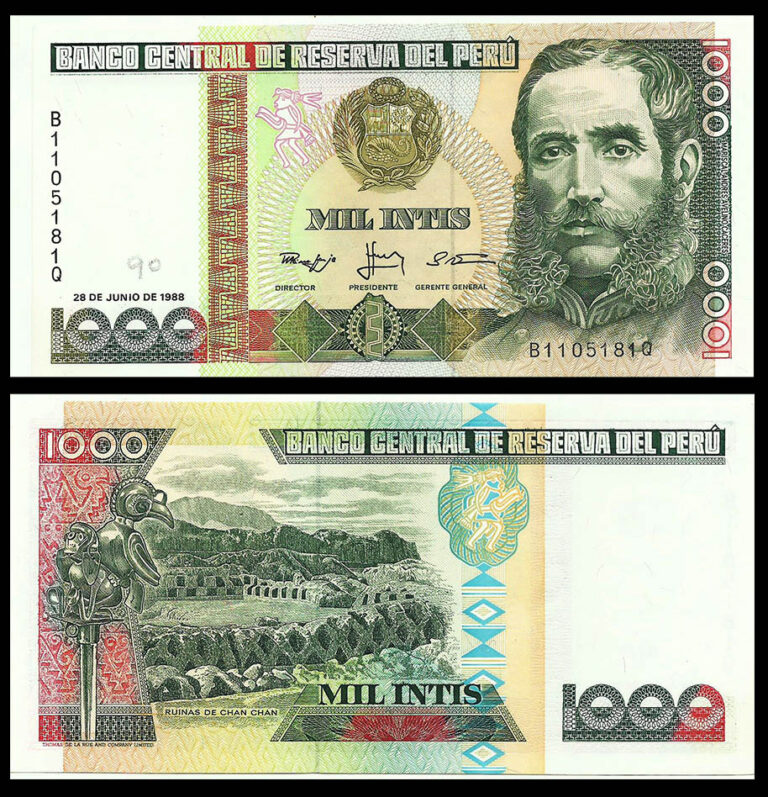 Peru 1000 Mil Intis UNC Banknote