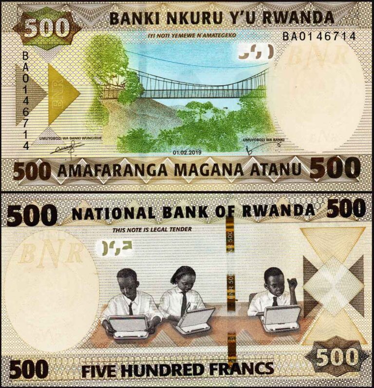 Rwanda 500 Francs Unc Banknote