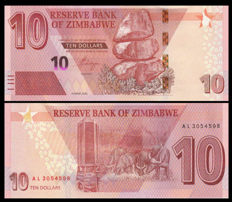 Zimbabwe 10 Dollars 2020 Very Fine Banknote