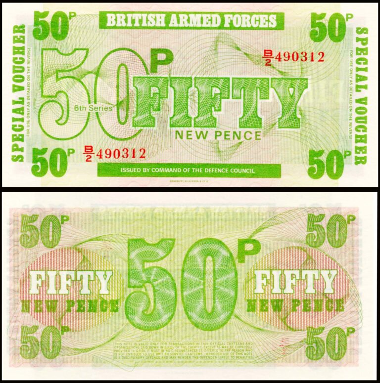 British Armed Forces 50 Pence UNC Banknote