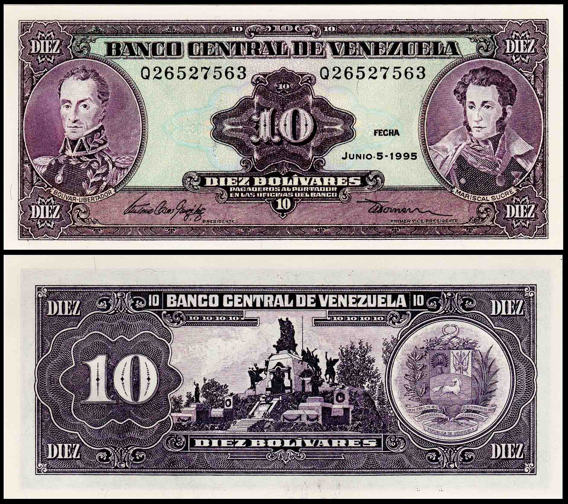 Venezuela 10 Bolívares Fine Banknote