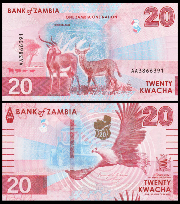 Zambia new 20-kwacha Very Fine Banknote